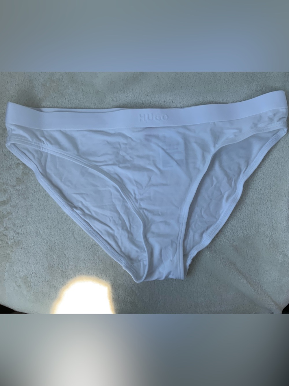 HUGO White Bikini Briefs - Minimal Logo Waistband